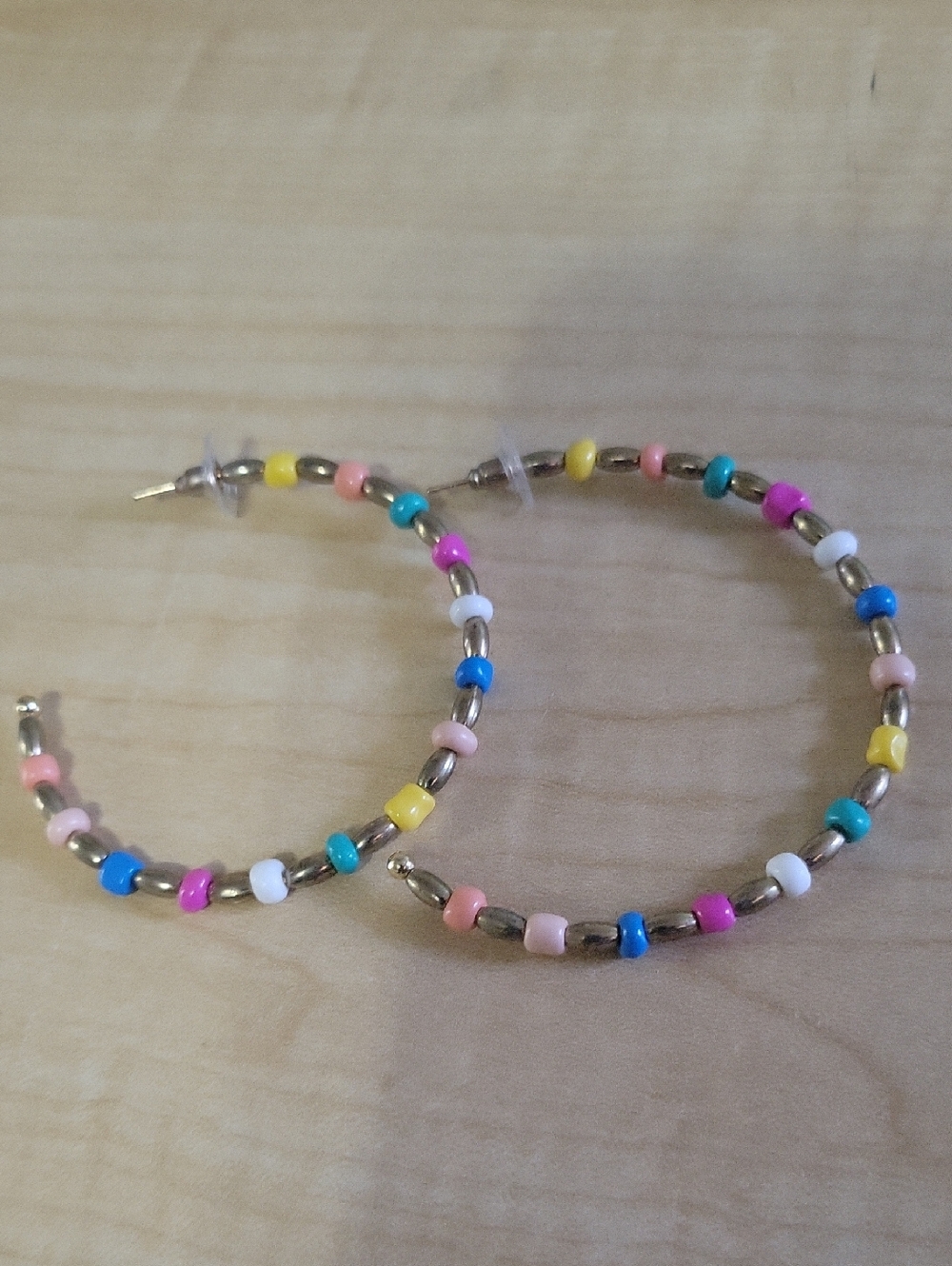 Colorful Beaded Hoop Earrings
